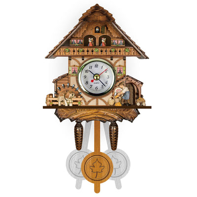 Traditionelle Kuckucksuhr | Handgefertigt aus Schwarzwald-Holz | Chalet-Design mit Musik & Figuren