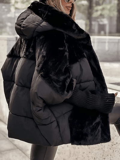 Damen Winterjacke | Lockerer Schnitt | Gefütterte Steppjacke mit Fell-Details