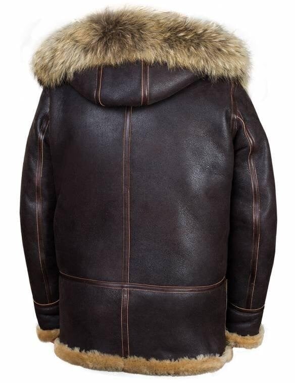 Herren Parka B-7 | Lammfell | Abnehmbare Kapuze mit Waschbärfell | Winterjacke
