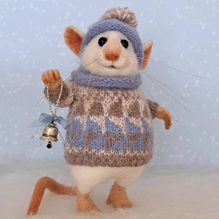 Handgefertigte Filzmaus | Weihnachtsdeko & Geschenkidee | Nadelgefilzt aus Wolle & Stoff | Nachhaltig