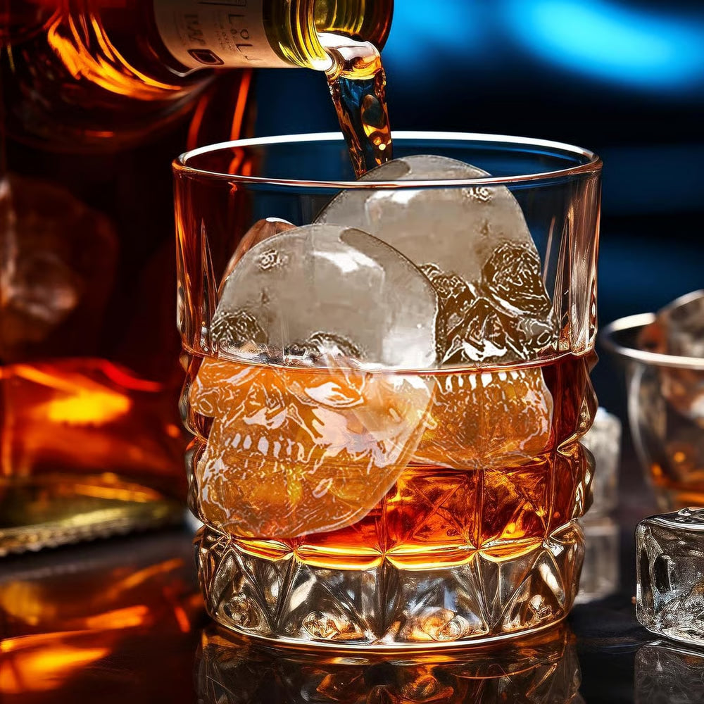 Halloween Eiswürfelform Schädel | 3D Silikonform | Mit Deckel & Trichter