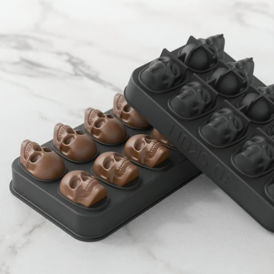 Halloween Eiswürfelform Schädel | 3D Silikonform | Mit Deckel & Trichter