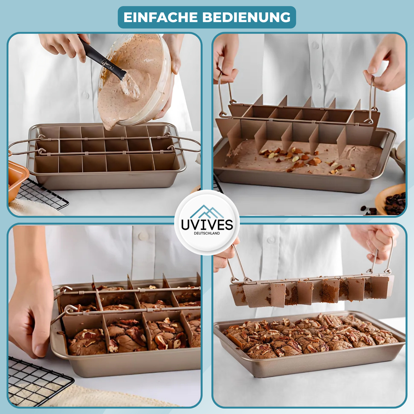 Backform mit Trennwand | 18 Stücke | Antihaftbeschichtet & Spülmaschinenfest