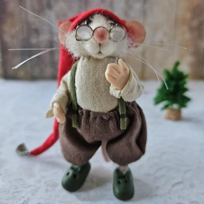 Handgefertigte Filzmaus | Weihnachtsdeko & Geschenkidee | Nadelgefilzt aus Wolle & Stoff | Nachhaltig