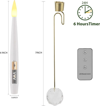 Weihnachtsbaum LED-Kerzen Set | 12 Stück mit Fernbedienung & Timer | Warmweißes Flackern | Flameless & sicher