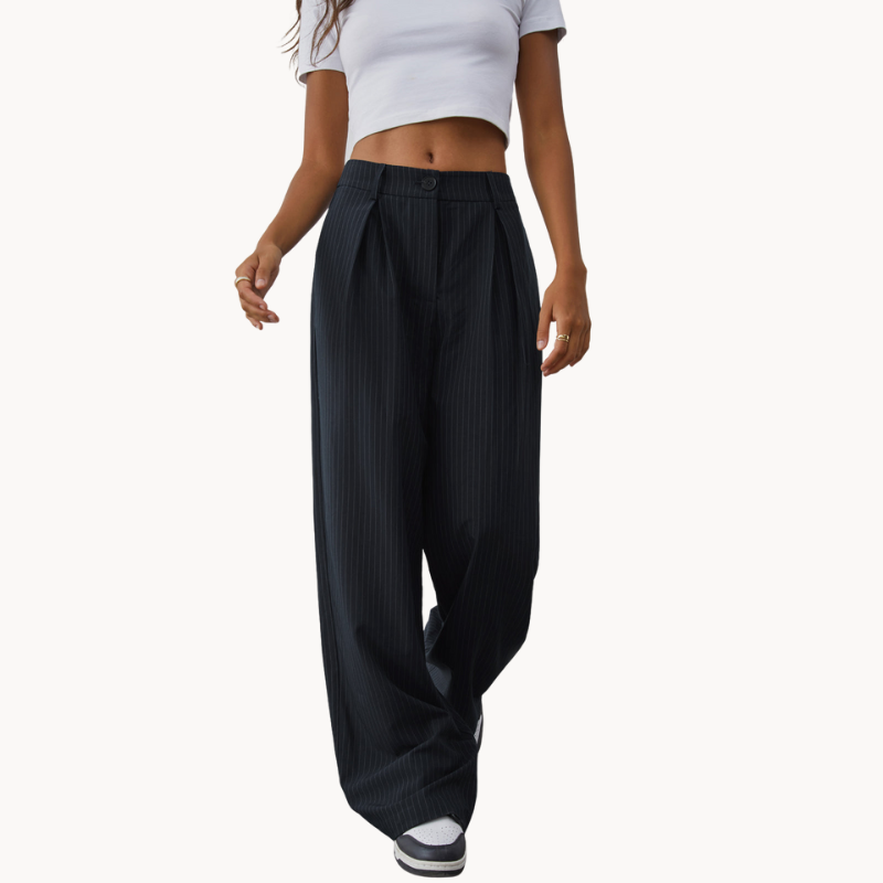 Dalia | Chic Weite Nadelstreifen Design Damenhosen