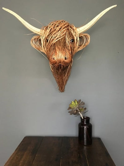 Handgefertigte Wanddeko | Resin Skulptur „Feeling Highland Cattle“ | Einzigartige Kunst für Wohnzimmer & Büro
