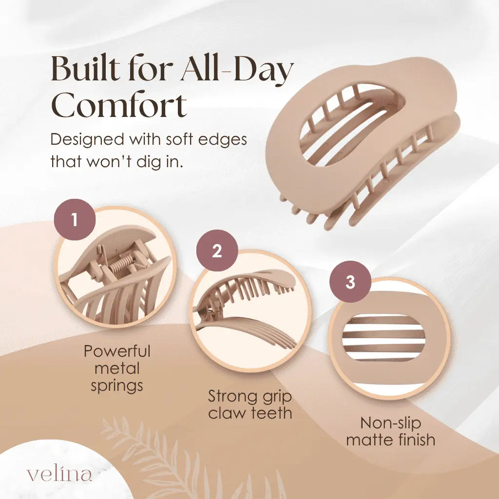 Haarklammer Damen | Flaches, schmerzfreies Design | Fester Halt ohne Zwicken