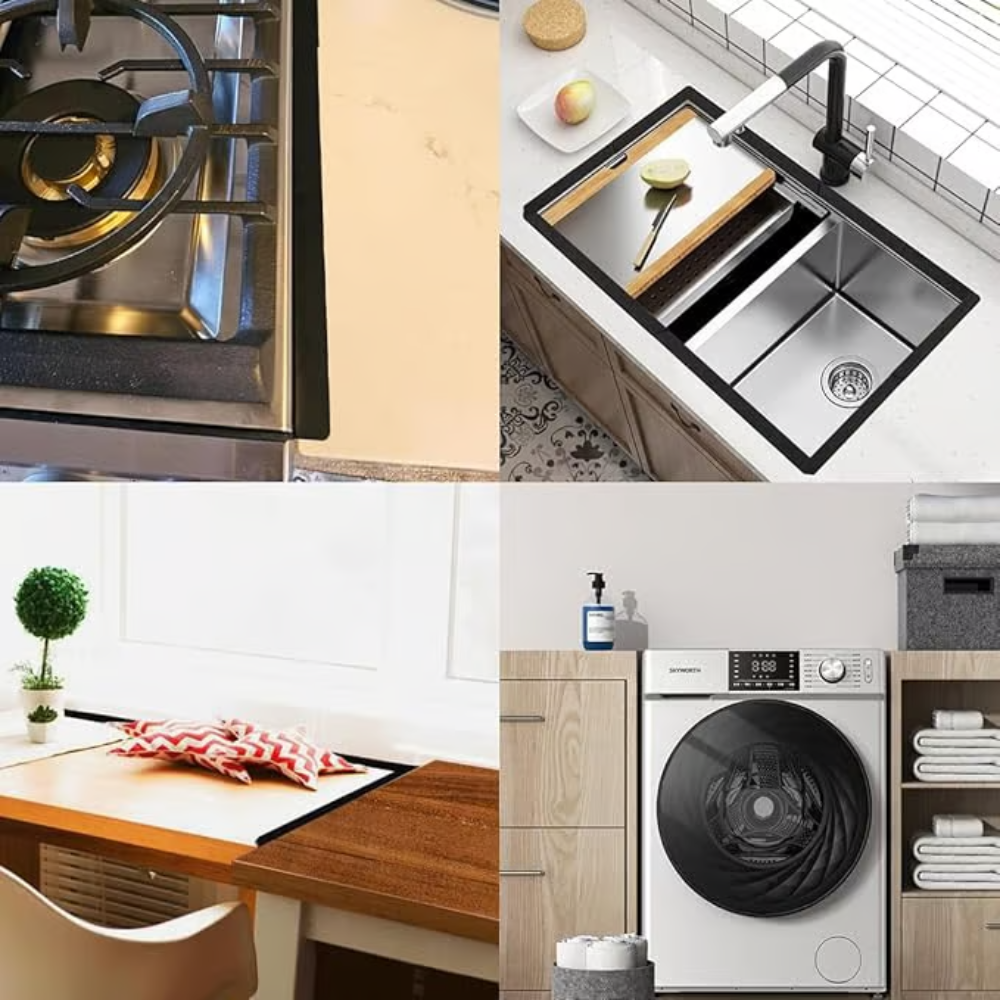 Verstellbare Herdlücken Abdeckung | Edelstahl | Hitzebeständig & Spülmaschinenfest | Für Saubere Küchen