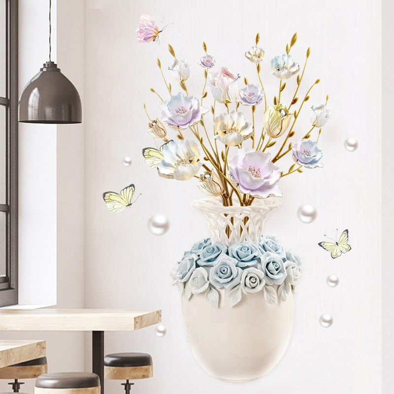 Blume Kreative Wanddekoration | 3D Effekt | Selbstklebend & Wiederverwendbar | PVC Wandsticker Set