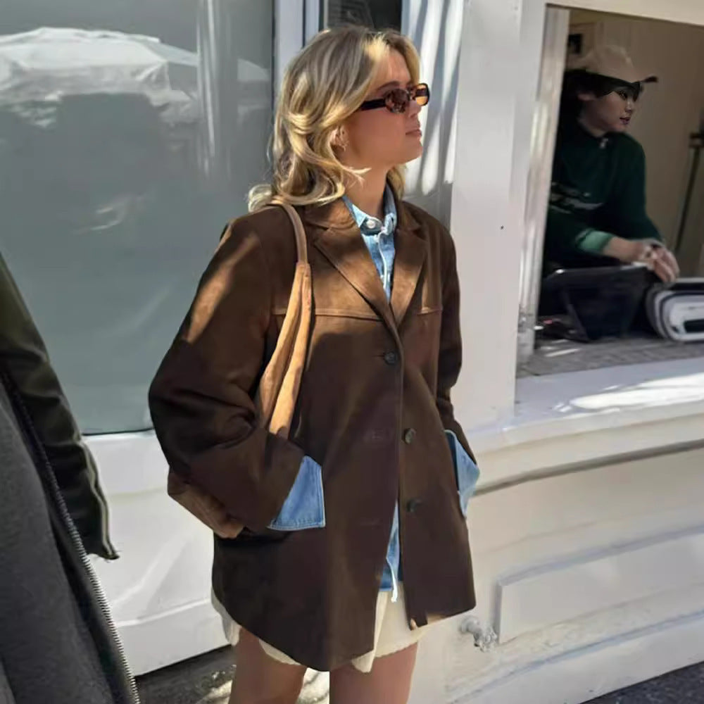 Damen Trenchcoat | Vienna™ | Eleganter Mantel mit weicher Wildlederoptik | Taillierter Schnitt