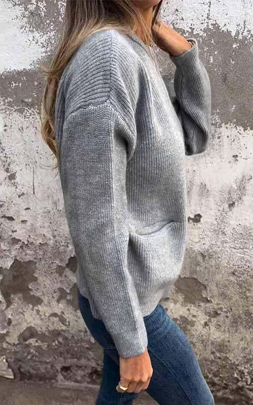 Damen Strickjacke mit Reißverschluss | Rundhals | Baumwolle | Größen S–5XL