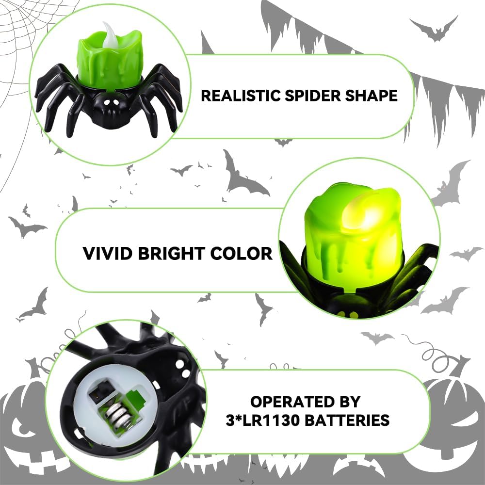Halloween LED Kürbislampe mit Spinne | Warmweißes Licht | Batteriebetrieben & Sicher | Deko für Innen & Außen
