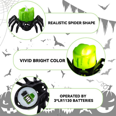 Halloween LED Kürbislampe mit Spinne | Warmweißes Licht | Batteriebetrieben & Sicher | Deko für Innen & Außen