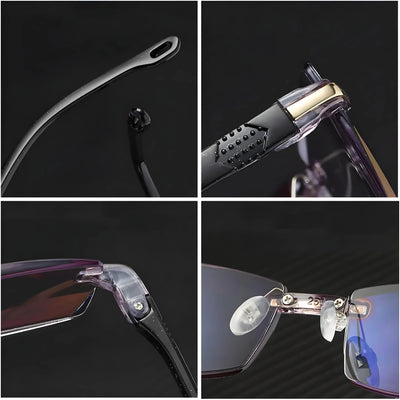 1+1 Gratis | Gleitsichtbrille mit Blaulichtfilter | Anti-Strahlung Lesebrille | Fortschrittliche Gläser für Nah- & Fernsicht | Kratzfest & Leicht