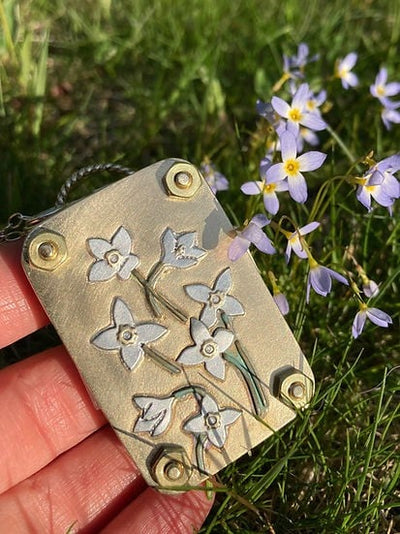 Mikro-Blumenpresse | Handgefertigt aus Silber & Messing | Inkl. 10 Blätter Herbarium-Papier