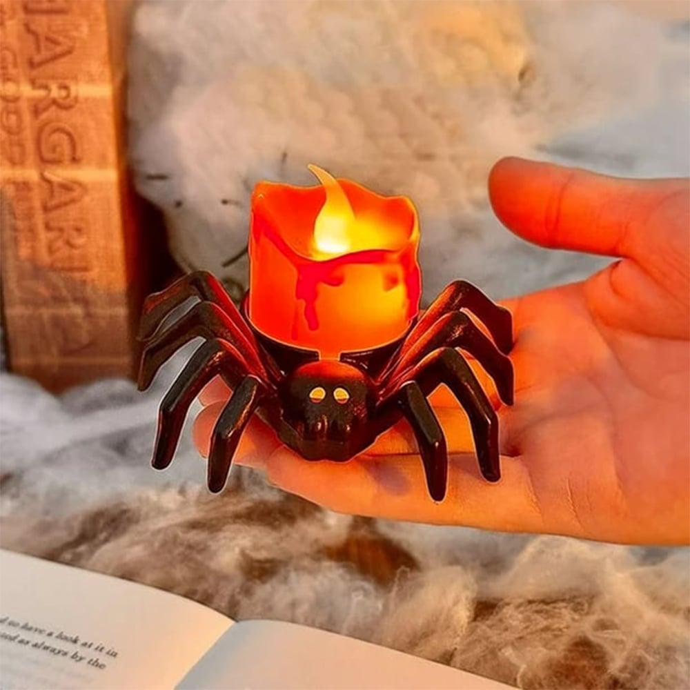 Halloween LED Kürbislampe mit Spinne | Warmweißes Licht | Batteriebetrieben & Sicher | Deko für Innen & Außen