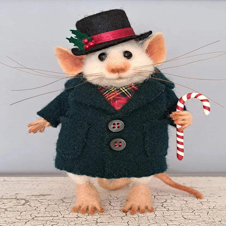 Handgefertigte Filzmaus | Weihnachtsdeko & Geschenkidee | Nadelgefilzt aus Wolle & Stoff | Nachhaltig