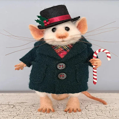 Handgefertigte Filzmaus | Weihnachtsdeko & Geschenkidee | Nadelgefilzt aus Wolle & Stoff | Nachhaltig