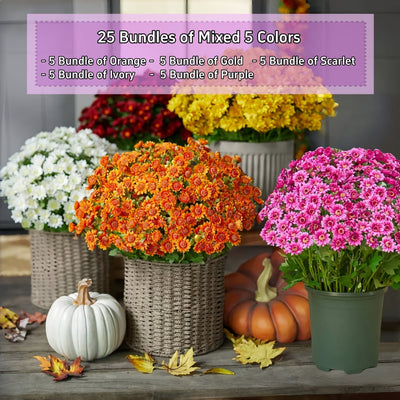 Künstliche Chrysanthemen | UV-beständig | Herbst-Deko für draußen | Naturgetreues Seidenmischgewebe