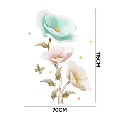Blume Kreative Wanddekoration | 3D Effekt | Selbstklebend & Wiederverwendbar | PVC Wandsticker Set