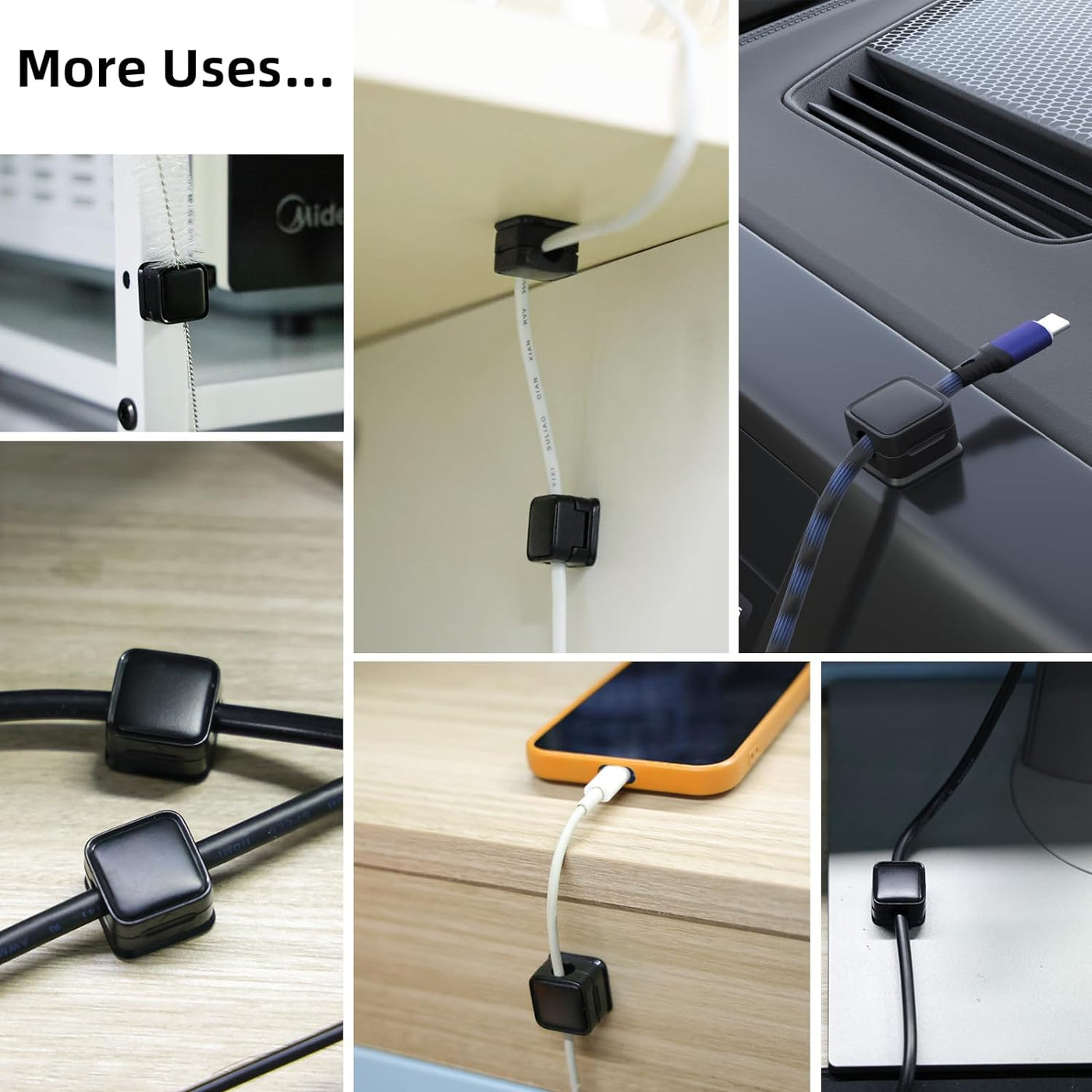 Kabel Organisator Hub | Magnetischer Kabelhalter | Selbstklebend für Schreibtisch & Wand
