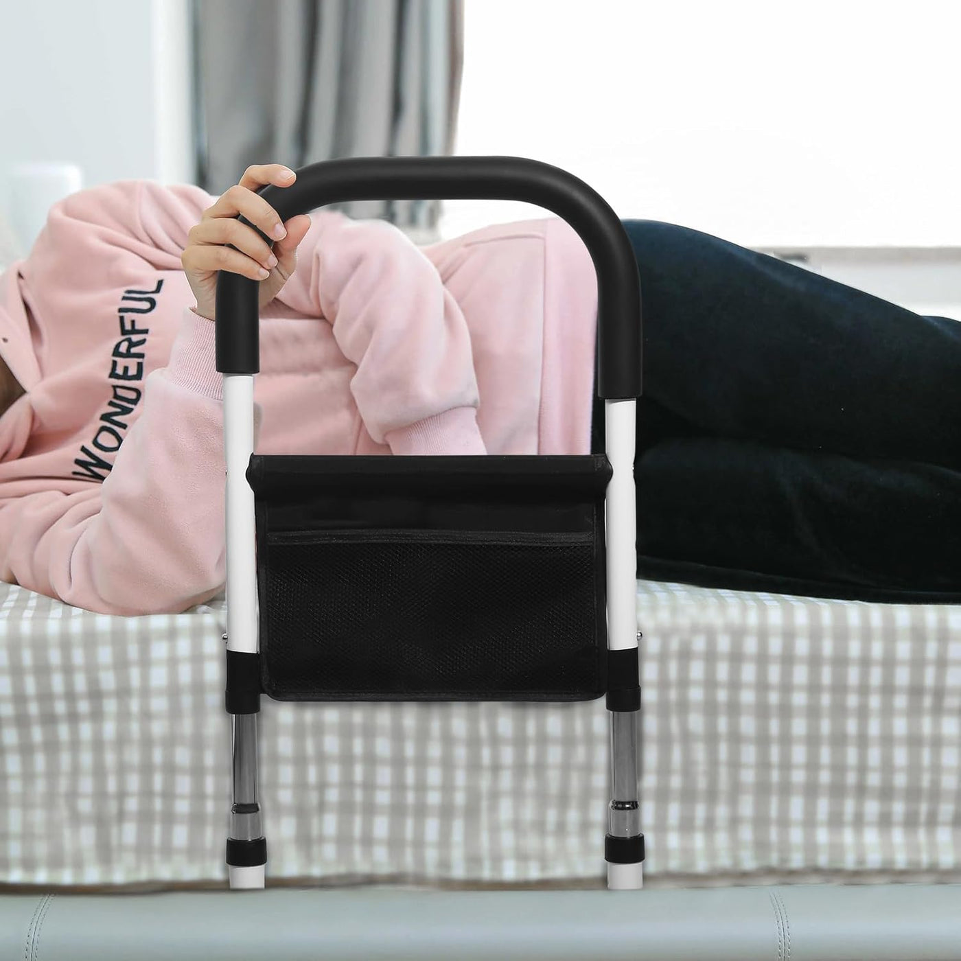 Bettstütze für Senioren | Höhenverstellbar | Rutschfester Griff & Aufbewahrungstasche