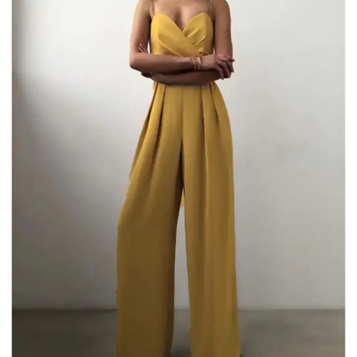 Damen Eleganter Weit Bein Jumpsuit | Spaghettiträger