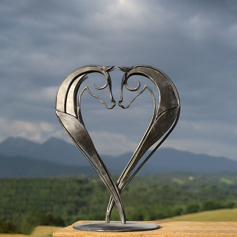 Metall Pferdeskulptur für Garten | Handgefertigt & Wetterfest | Rostschutz-Beschichtung