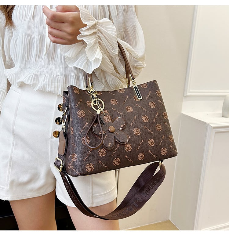 Vintage Handtasche für Damen | Blumendruck | PU-Leder