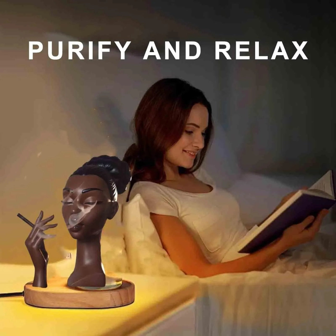 Räucherfigur Frau | Rückfluss Räucherkegelhalter | Harz | 20 cm Dekofigur