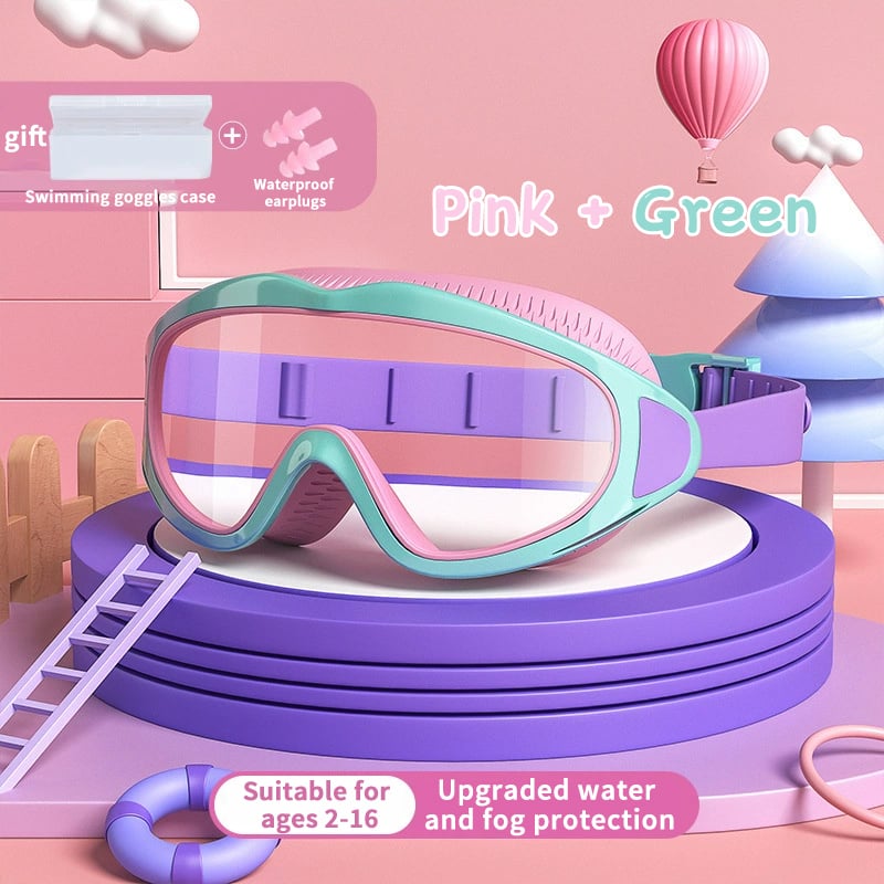 Kinder Schwimmbrille | Wasserdicht & Antibeschlag | UV-Schutz | Großer Rahmen | 6–14 Jahre