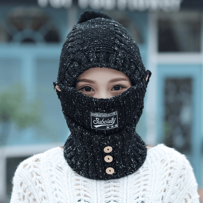 Damen Wintermütze mit Schal | 2-in-1 Set | Flauschiges Futter | Eine Größe