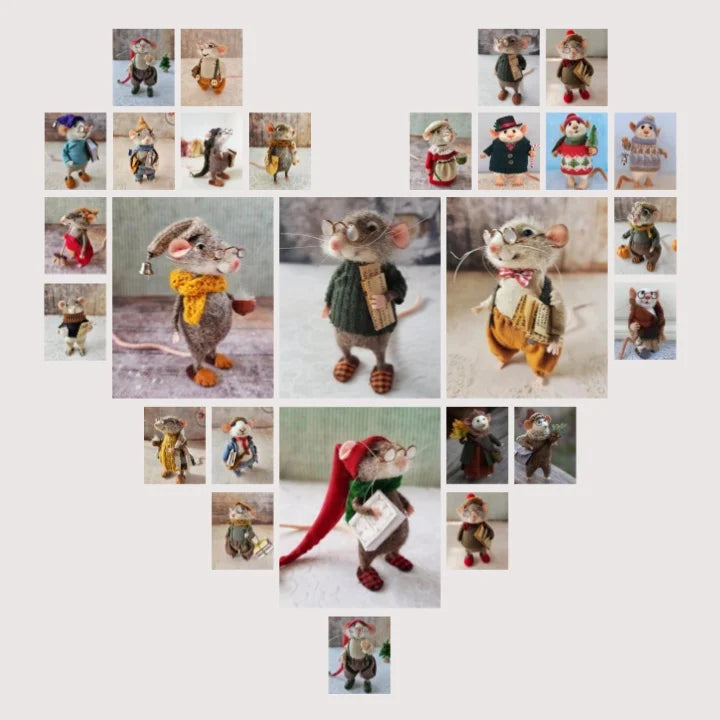 Handgefertigte Filzmaus | Weihnachtsdeko & Geschenkidee | Nadelgefilzt aus Wolle & Stoff | Nachhaltig