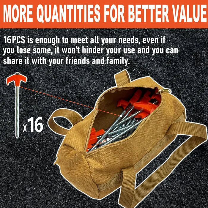 Zeltheringe aus Stahl | Einschraubbar | 16 Stück | 200 mm | Camping Zubehör