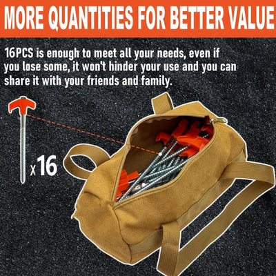 Zeltheringe aus Stahl | Einschraubbar | 16 Stück | 200 mm | Camping Zubehör