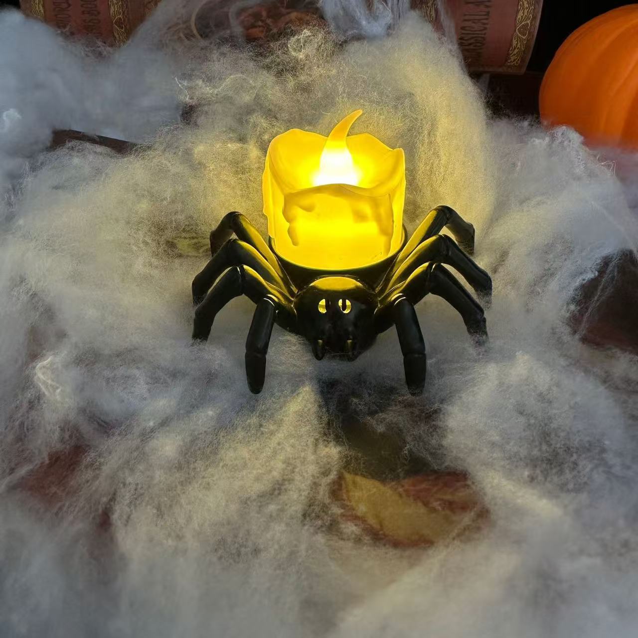 Halloween LED Kürbislampe mit Spinne | Warmweißes Licht | Batteriebetrieben & Sicher | Deko für Innen & Außen