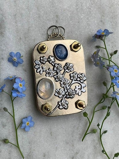 Mikro-Blumenpresse | Handgefertigt aus Silber & Messing | Inkl. 10 Blätter Herbarium-Papier