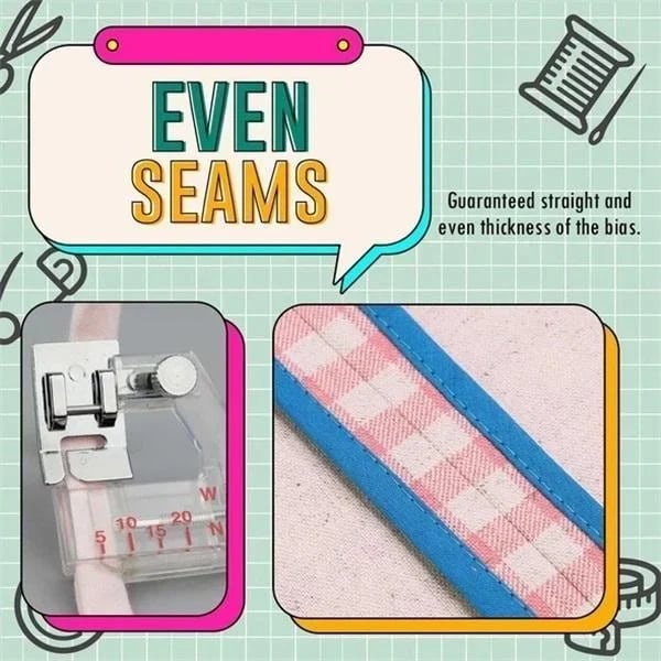 Verstellbarer Schrägbandfuß | Nähmaschinen-Zubehör | Präzises Kanten- & Saumnähen