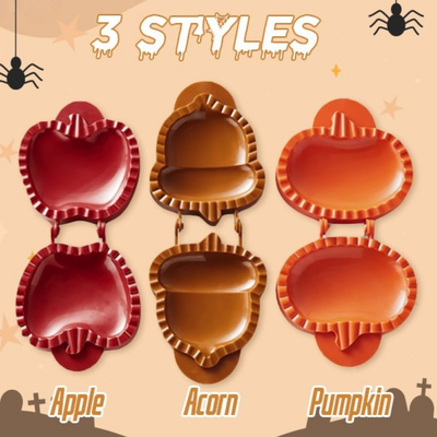 Halloween Gebäckpresse Set | 3 Formen Kürbis, Apfel & Eichel | Ausstecher & Teigpresse