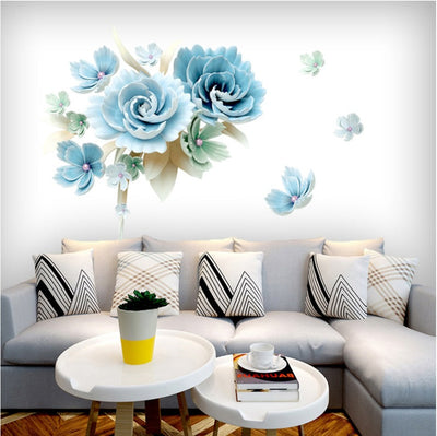 Blume Kreative Wanddekoration | 3D Effekt | Selbstklebend & Wiederverwendbar | PVC Wandsticker Set