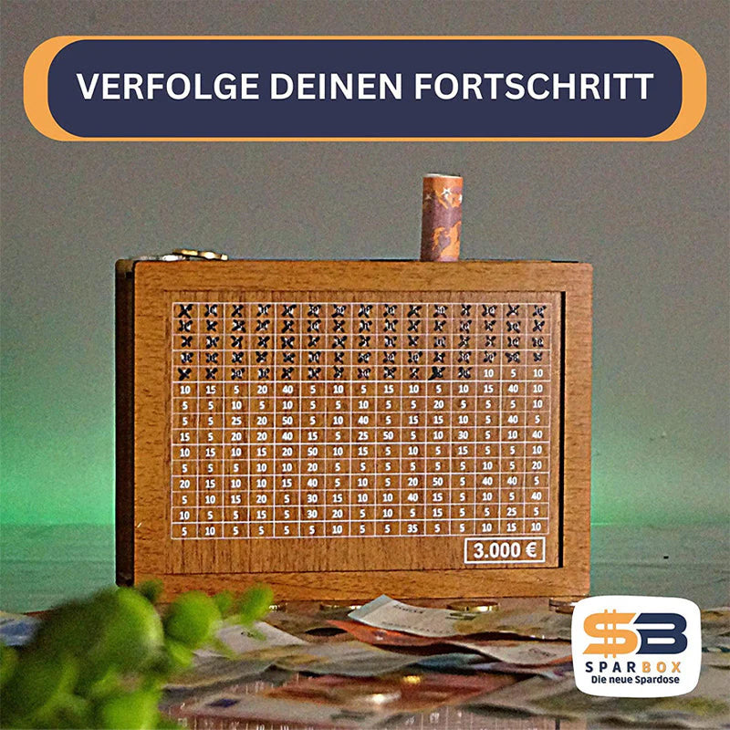 MünzTresor™ Sparschwein aus Holz mit Zähler