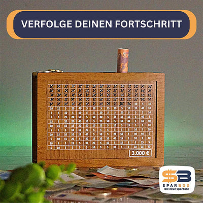 MünzTresor™ Sparschwein aus Holz mit Zähler
