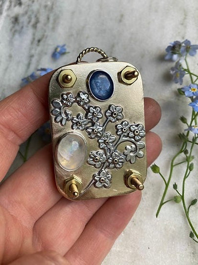 Mikro-Blumenpresse | Handgefertigt aus Silber & Messing | Inkl. 10 Blätter Herbarium-Papier