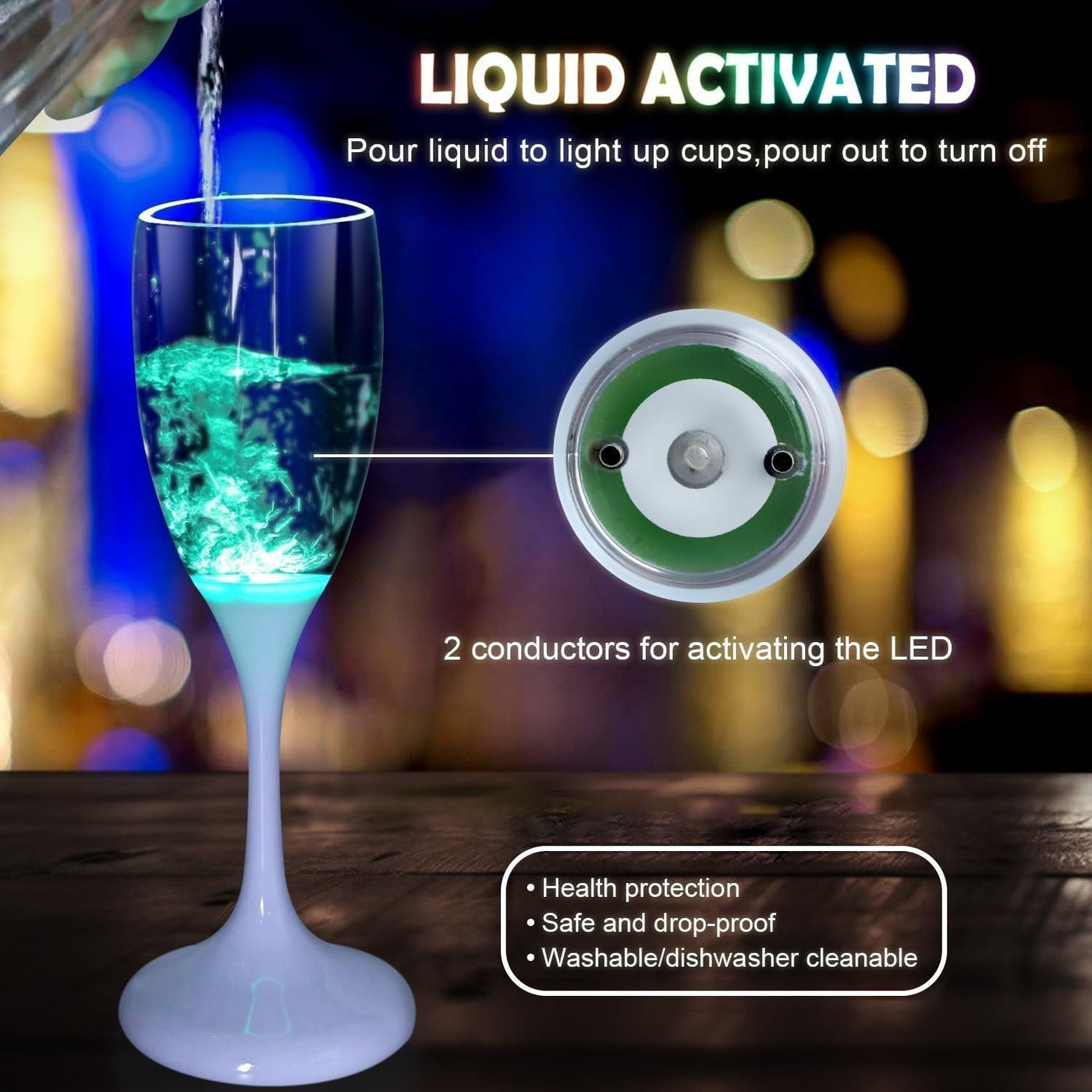 LED Weingläser & Becher | Farbwechsel | Flüssigkeitsaktiviert | Wiederverwendbar