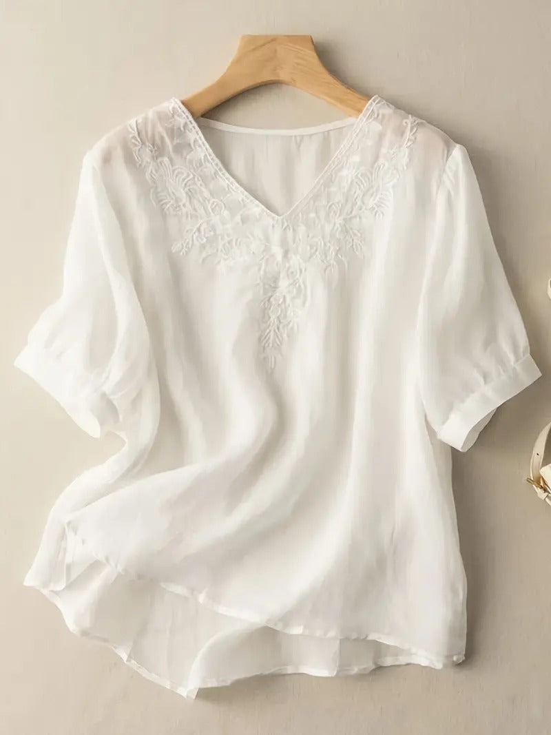 Felicia | Vintage Floral Oberteil mit V-hals