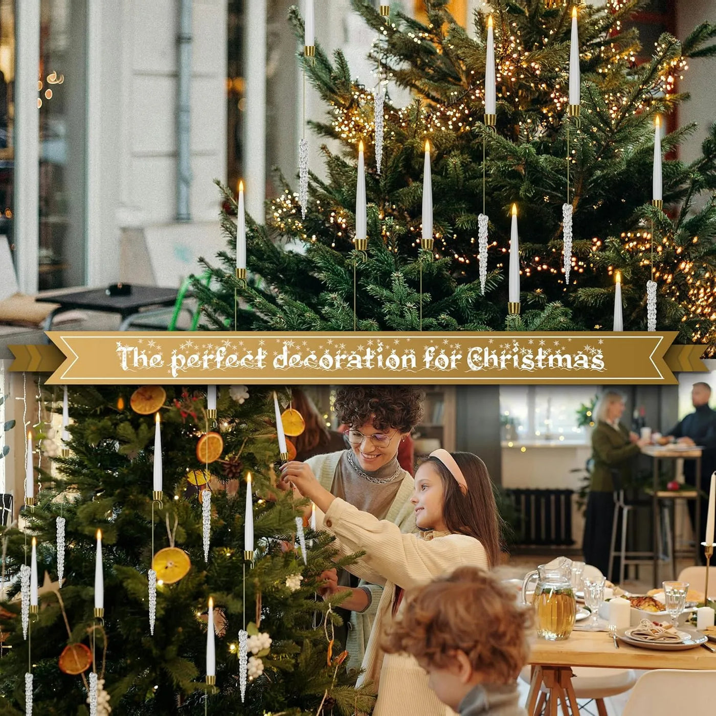 Weihnachtsbaum LED-Kerzen Set | 12 Stück mit Fernbedienung & Timer | Warmweißes Flackern | Flameless & sicher