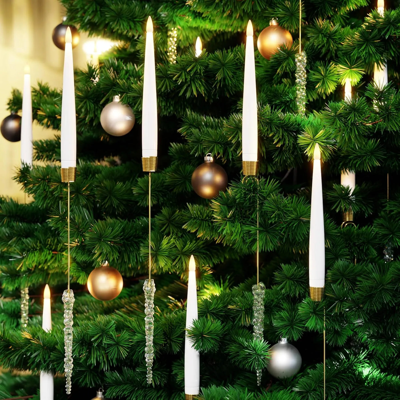 Weihnachtsbaum LED-Kerzen Set | 12 Stück mit Fernbedienung & Timer | Warmweißes Flackern | Flameless & sicher