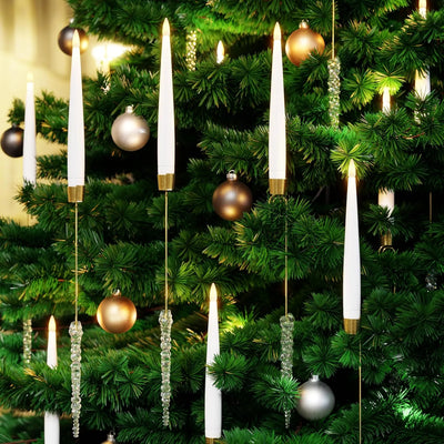 Weihnachtsbaum LED-Kerzen Set | 12 Stück mit Fernbedienung & Timer | Warmweißes Flackern | Flameless & sicher