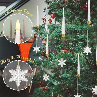Weihnachtsbaum LED-Kerzen Set | 12 Stück mit Fernbedienung & Timer | Warmweißes Flackern | Flameless & sicher